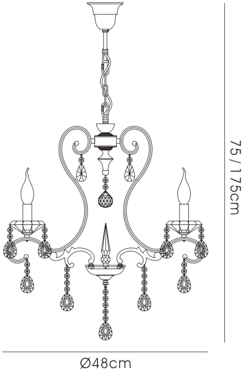 IL32063  Vela Crystal Pendant 3 Light French Gold